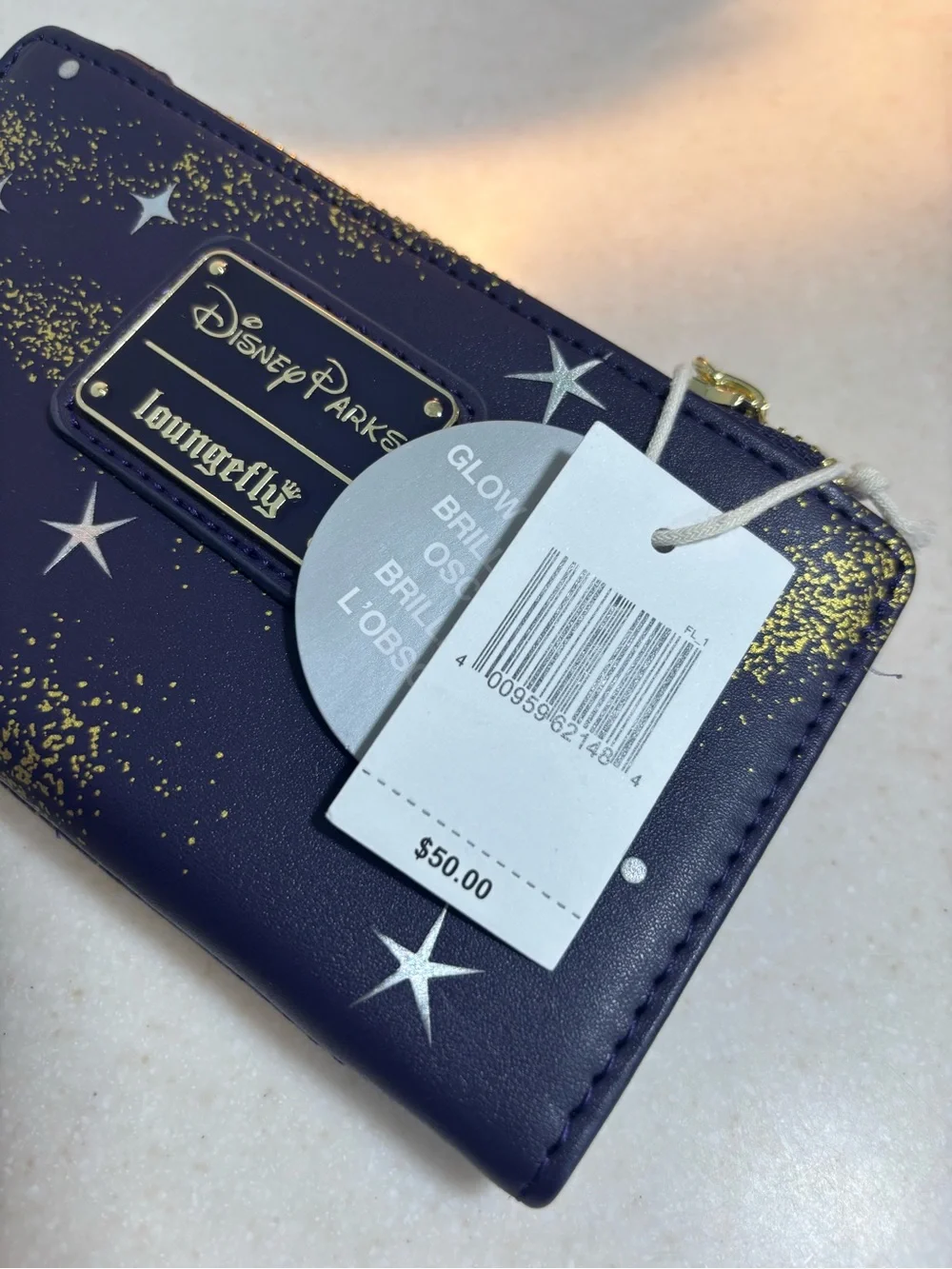 Disney Parks Loungefly Navy Wallet with Gold Star Dust
